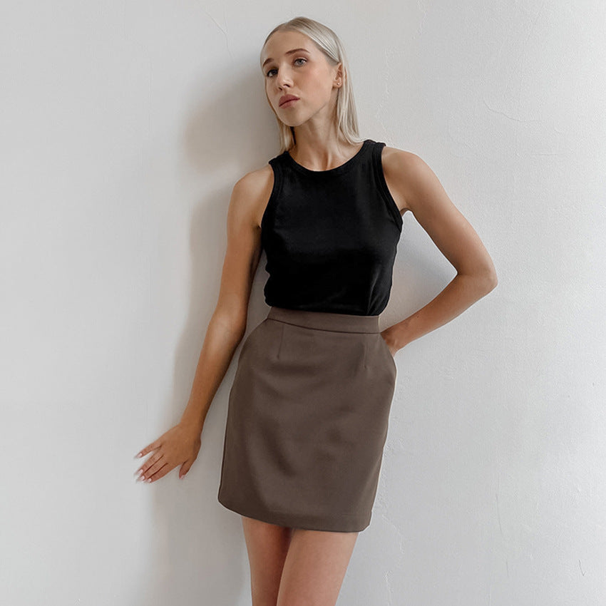 Dame afslappet blazer- og nederdelssæt med elegant lynlås Stilla