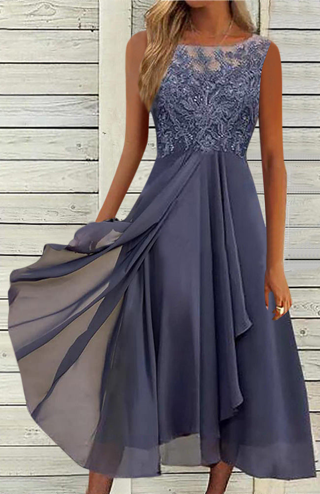 Dame elegant cocktailkjole med kunstneriske spids detaljer Stilla