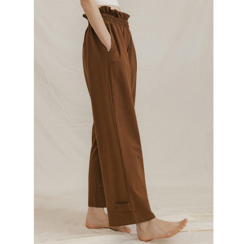 Dame bred chinos med elastisk talje og mode detaljer Stilla
