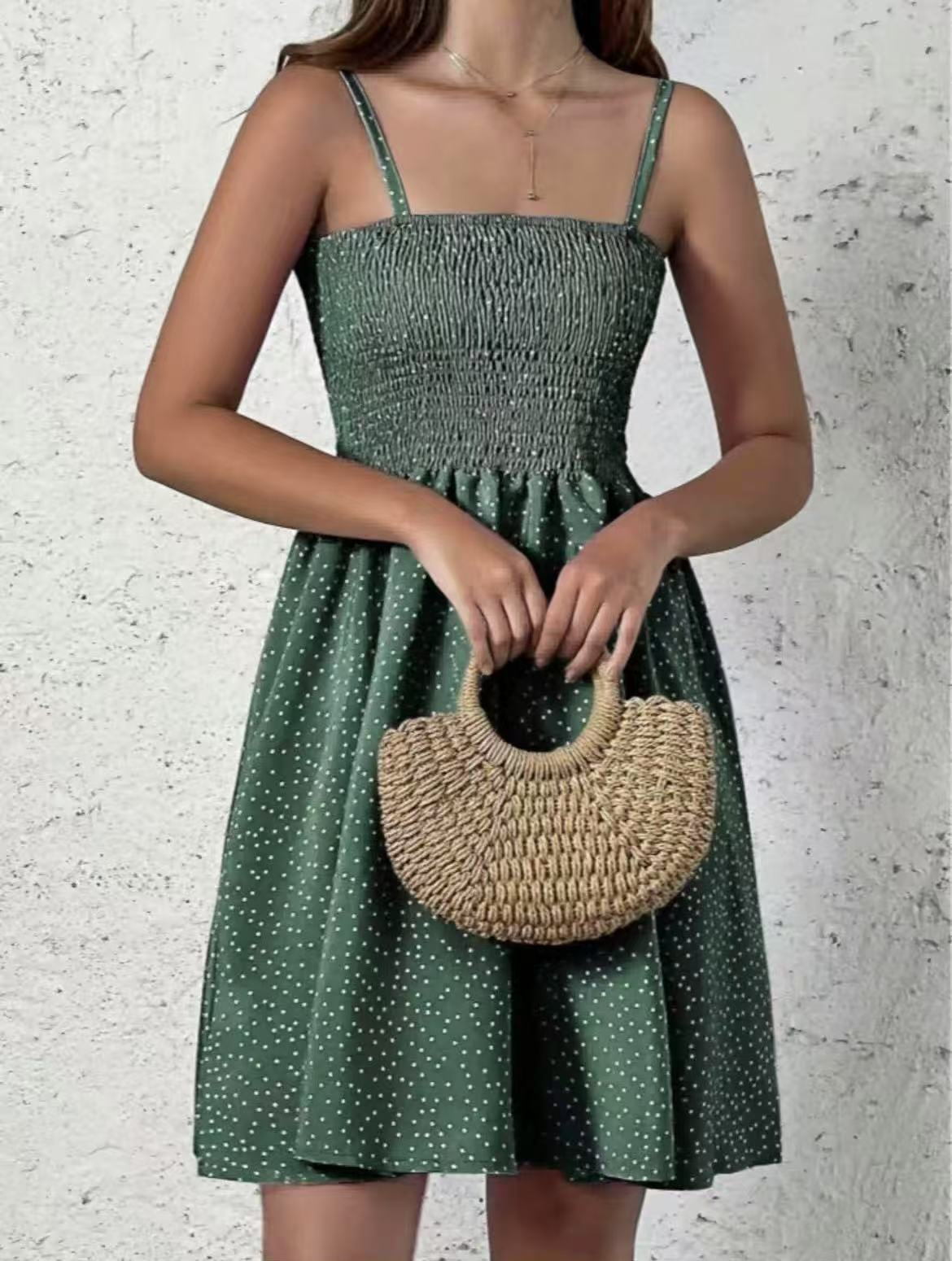 Dame A-linje Spaghetti strop kjole Stilla