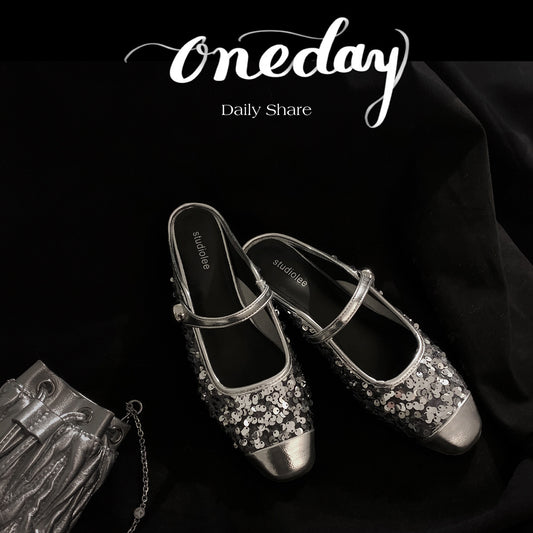 Dame Dekorative Pailletter Mary Jane Ballerinas Stilla