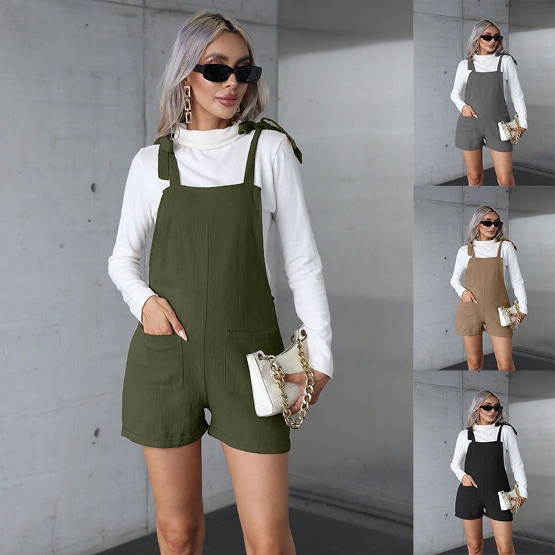 Damer Casual Jumpsuit med praktiske lommer og asymmetrisk stropper Stilla