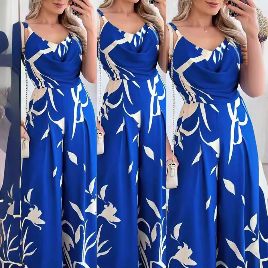 Dame Elegant Jumpsuit med elegant indpakningsdesign og blomster mønster Stilla