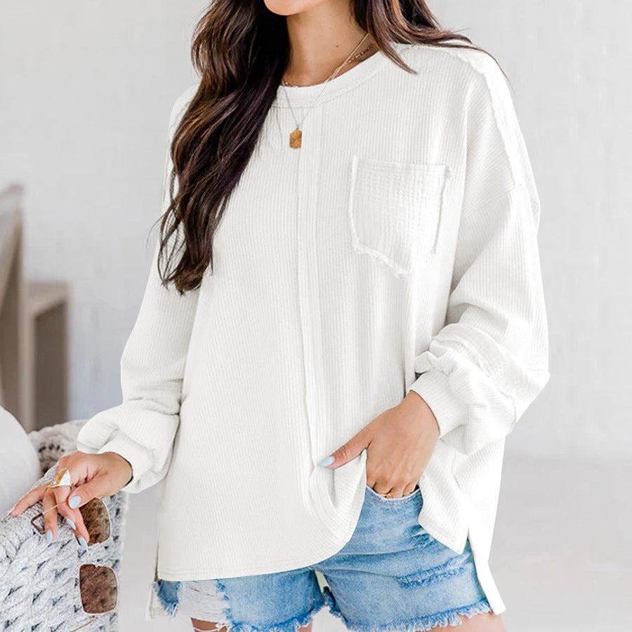 Dame afslappet longsleeve top med struktureret design Stilla