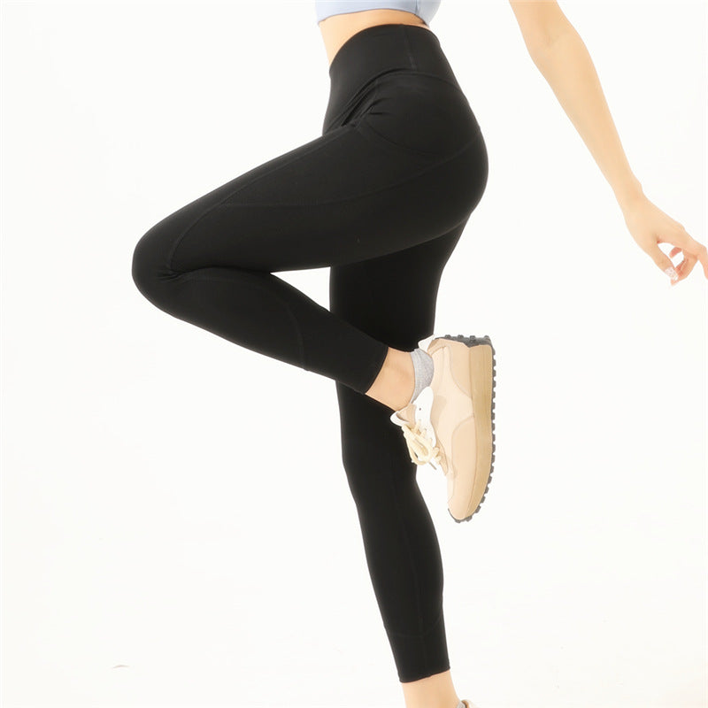 Dame High-Waist Yoga Leggings med sidelomme Stilla