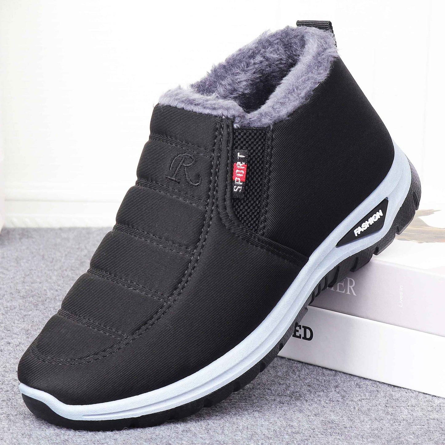 Herrer foret vinterstøvler med skridsikker sål Stilla