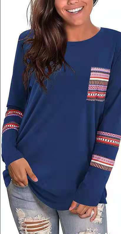 Dame afslappet longsleeve T-shirt med moderne mønster Stilla