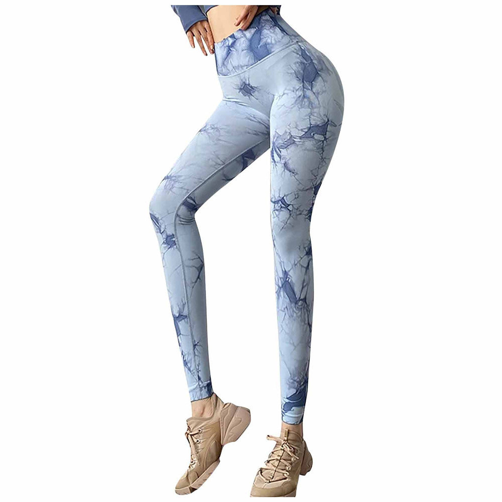 Damer højtaljede marmorprint leggings Stilla