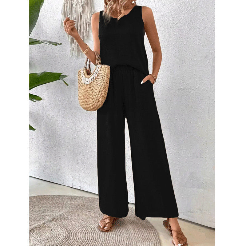 Dame rummelig jumpsuit med elastisk talje og ærmeløs design Stilla