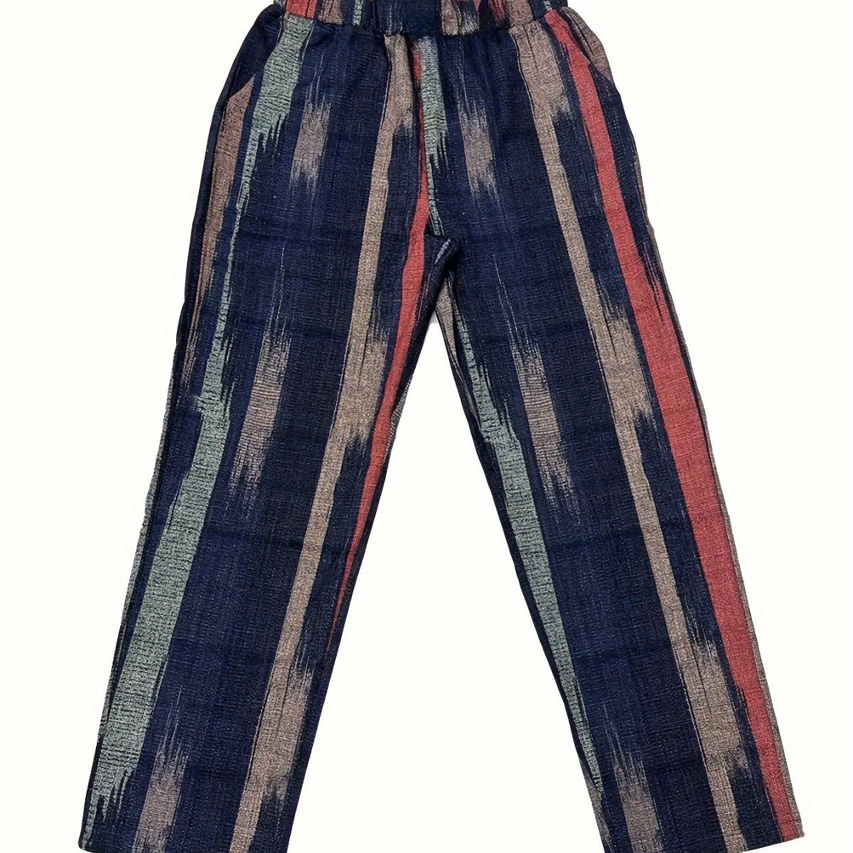 Dame afslappede linnedbukser med stribet design og praktiske sidelommer Stilla