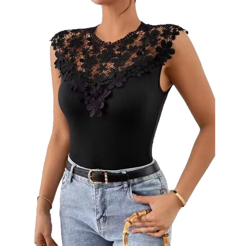 Dame Floral Spids Detaljeret Bodysuit Stilla