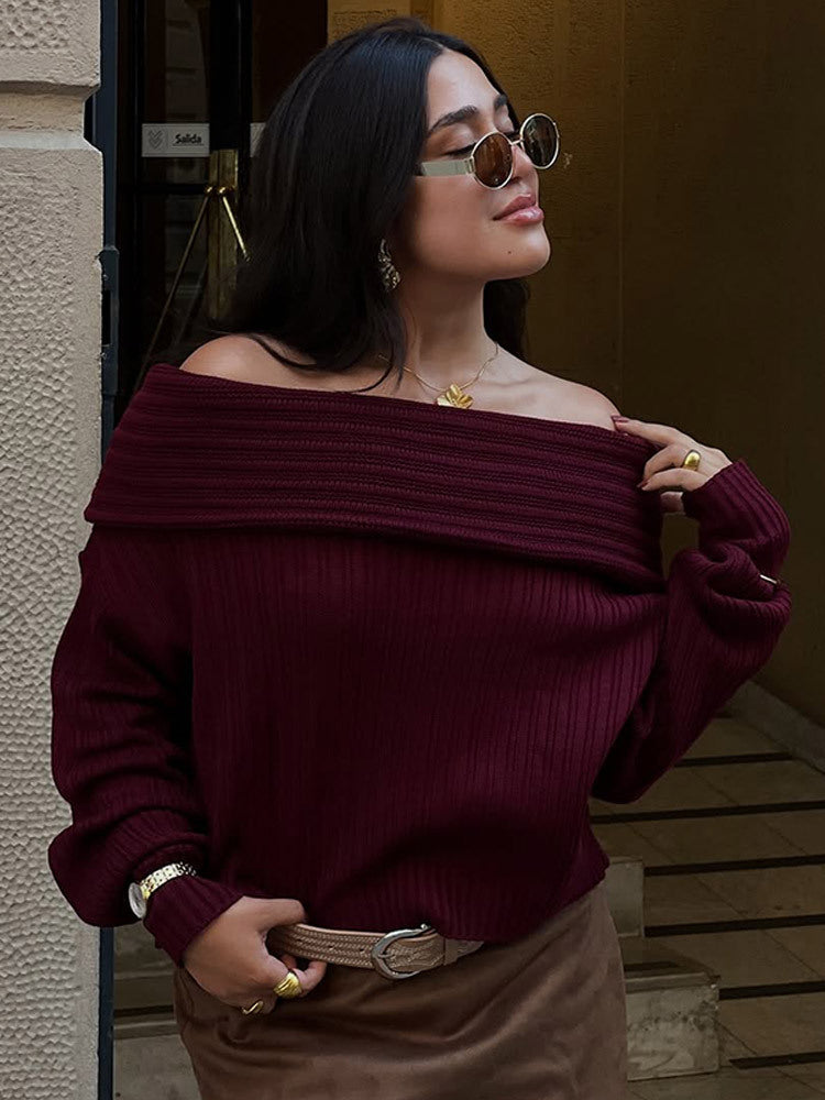 Dame afslappet Off-Shoulder Pullover Stilla