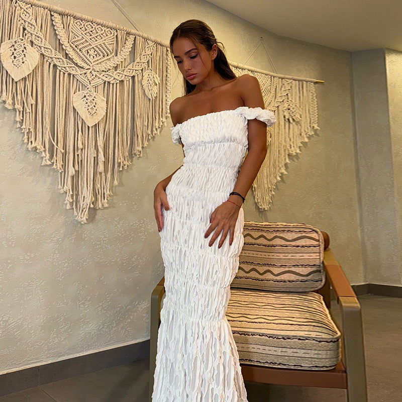 Dame Elegant En-Skulder Maxi Kjole Stilla 1751522472