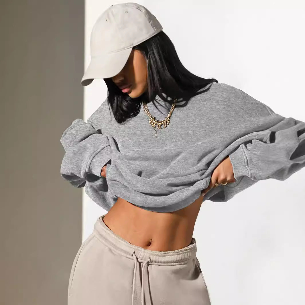 Dame afslappet oversized sweatshirt med høj krave og struktureret design Stilla