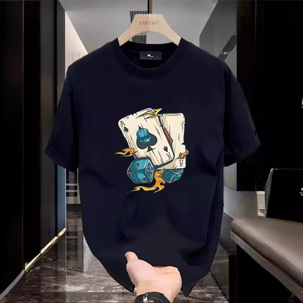 Dame T-shirt med iøjnefaldende kortdesign og kreative terninger Stilla