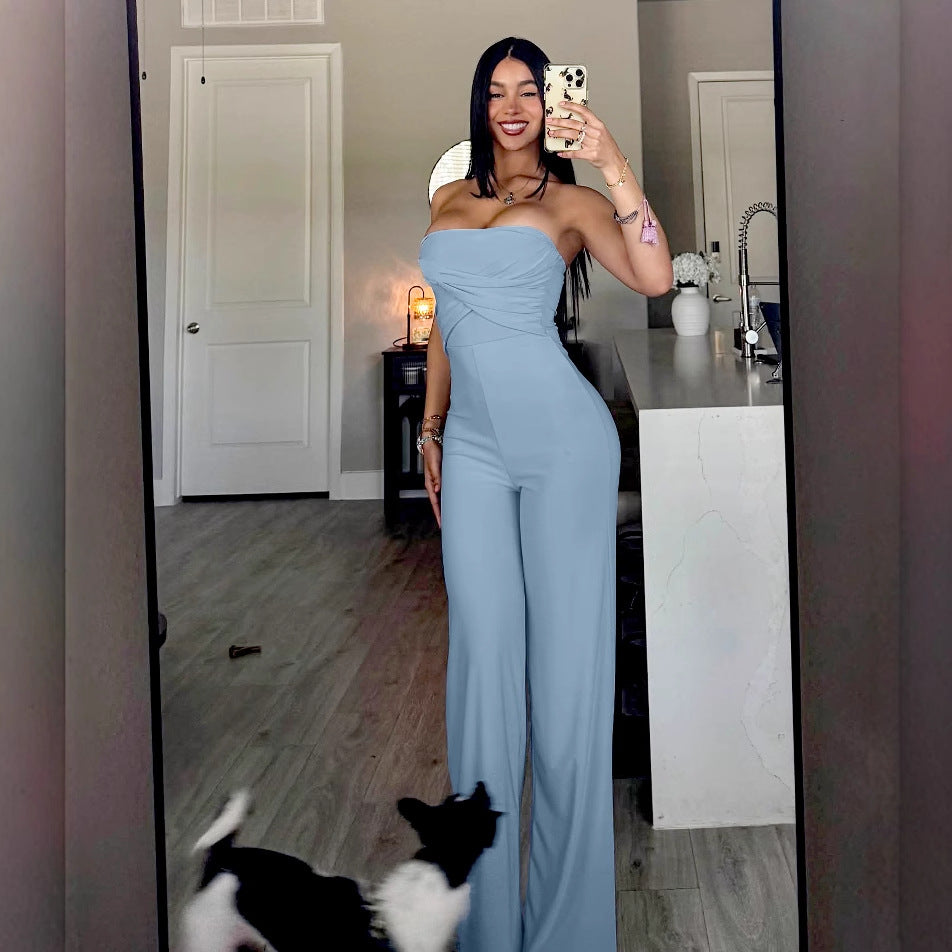 Dame Jumpsuit med flot bandeau-udskæring og figursyet silhuet Stilla