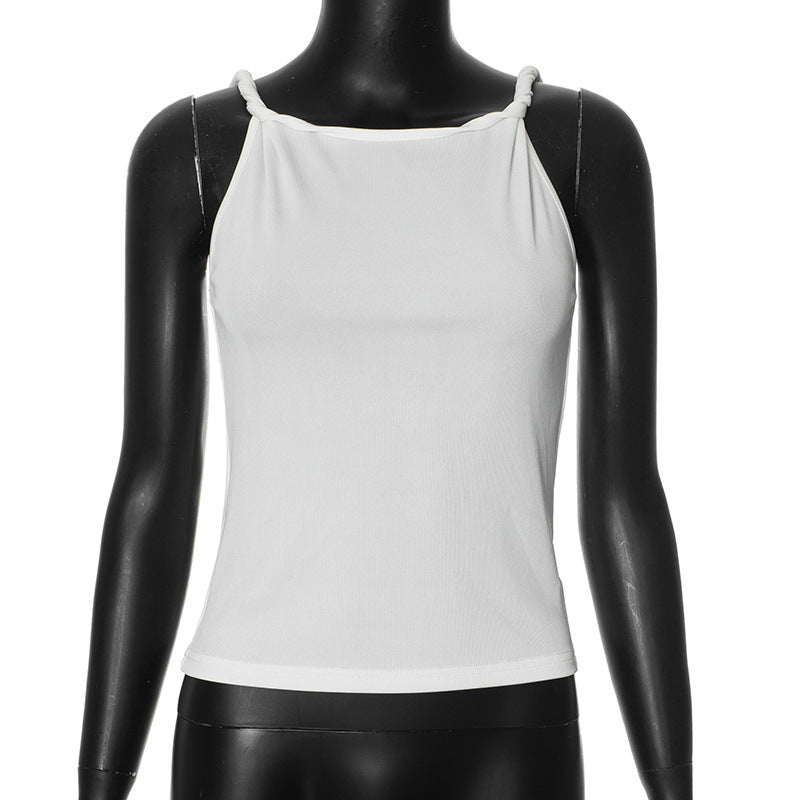 Dame Delikat Spaghetti-Top med struktureret stof og elegante afslutninger Stilla