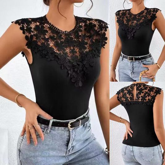 Dame Floral Spids-Detalje Bodysuit Stilla