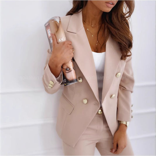 Dame Elegant Blazer med Dobbeltknap Stilla