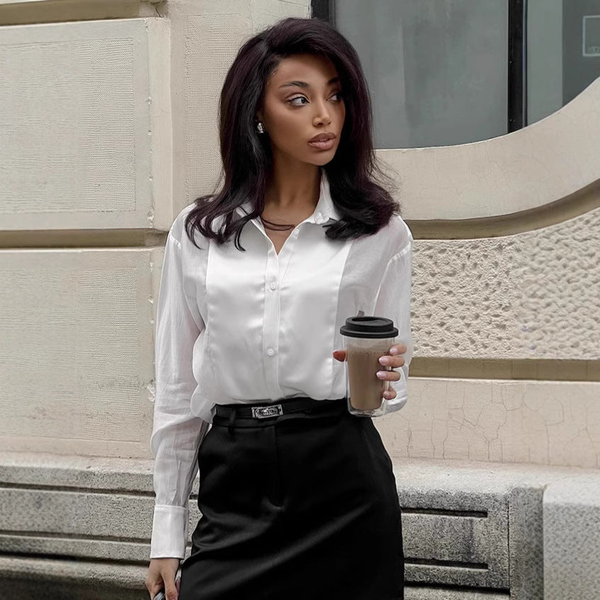 Dame Elegant Bluse med strukturerede detaljer og moderne krave Stilla