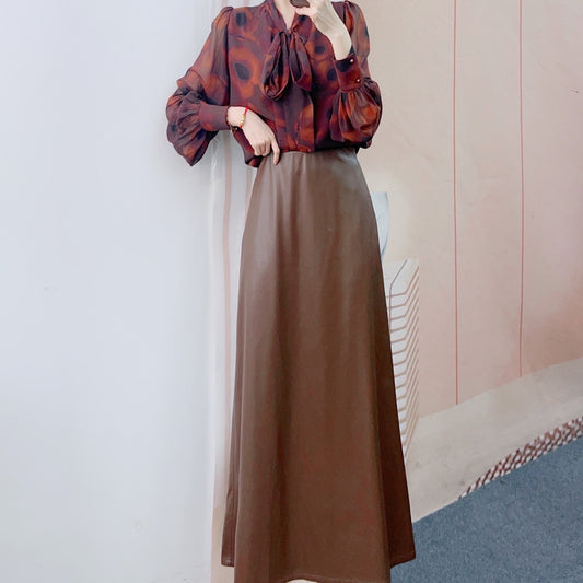 Dame Elegant Bluse med fin sløjfe og moderigtigt stof Stilla