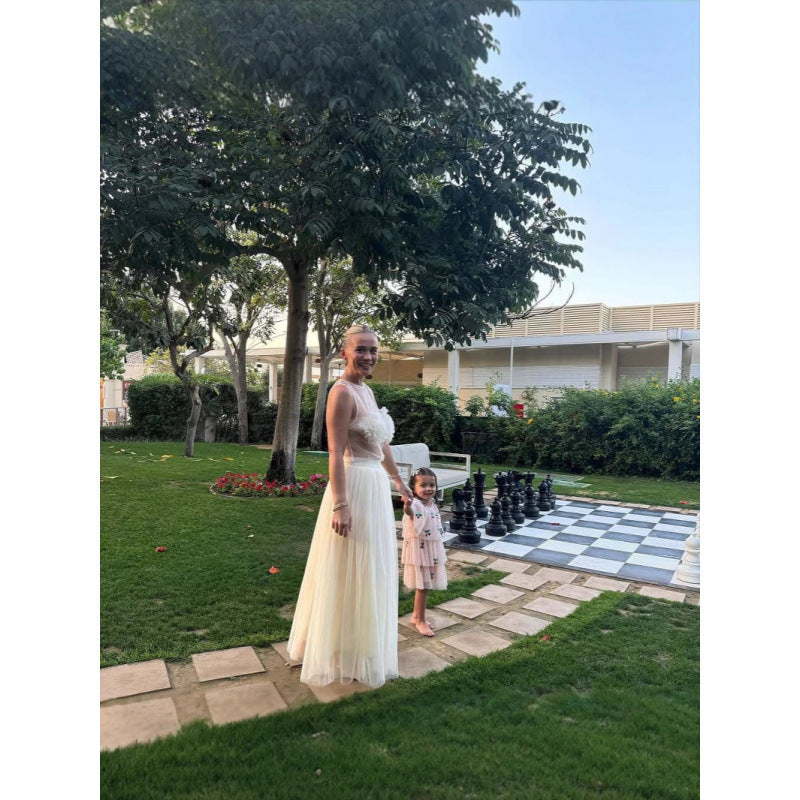 Dame elegant gennemsigtig aftenkjole Stilla