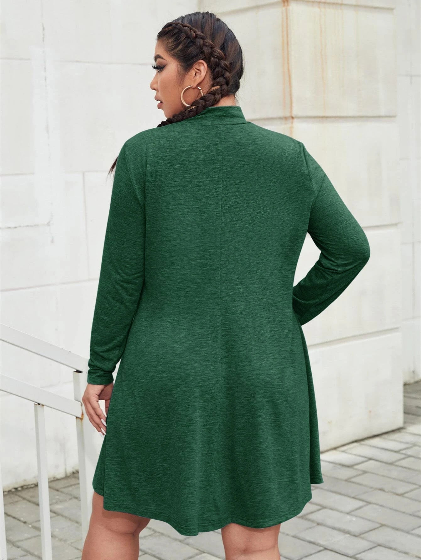 Dame afslappet Jersey Kjole med høj krave og svingende kant Stilla