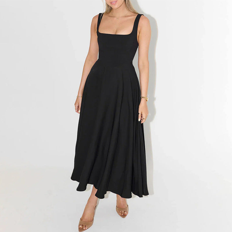 Dame Elegant A-linje kjole med firkantet udskæring og svingende skørt Stilla