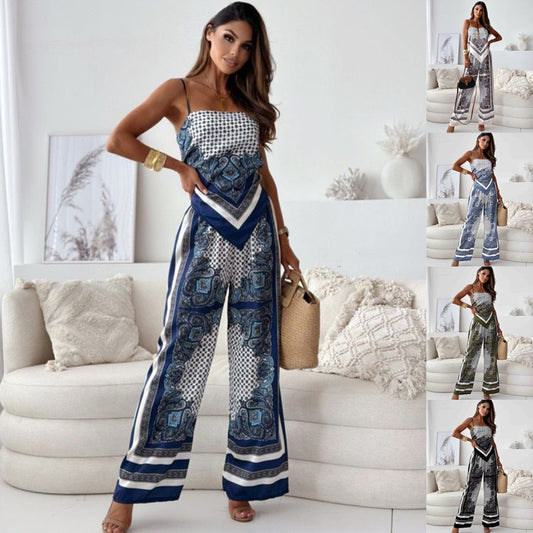 Dame jumpsuit med elegante printdetaljer Stilla