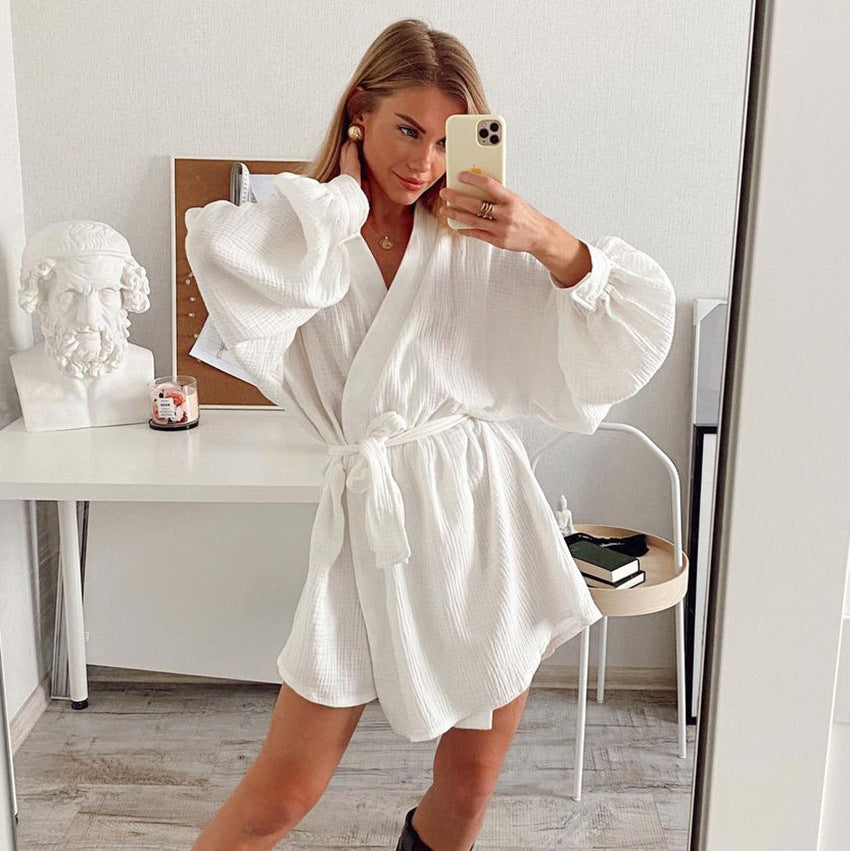 Dame afslappet Kimono-kåbe med bred skær Stilla