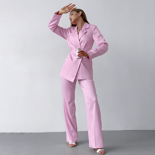 Dame elegant blazer- og bukse-sæt med tætsiddende silhuet Stilla