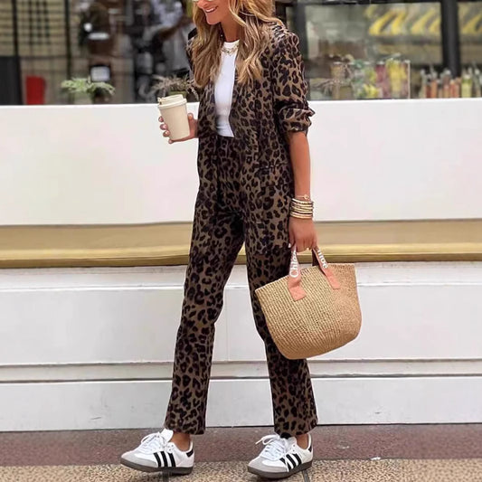 Dame Elegant Animal-Print Jumpsuit med talje Stilla