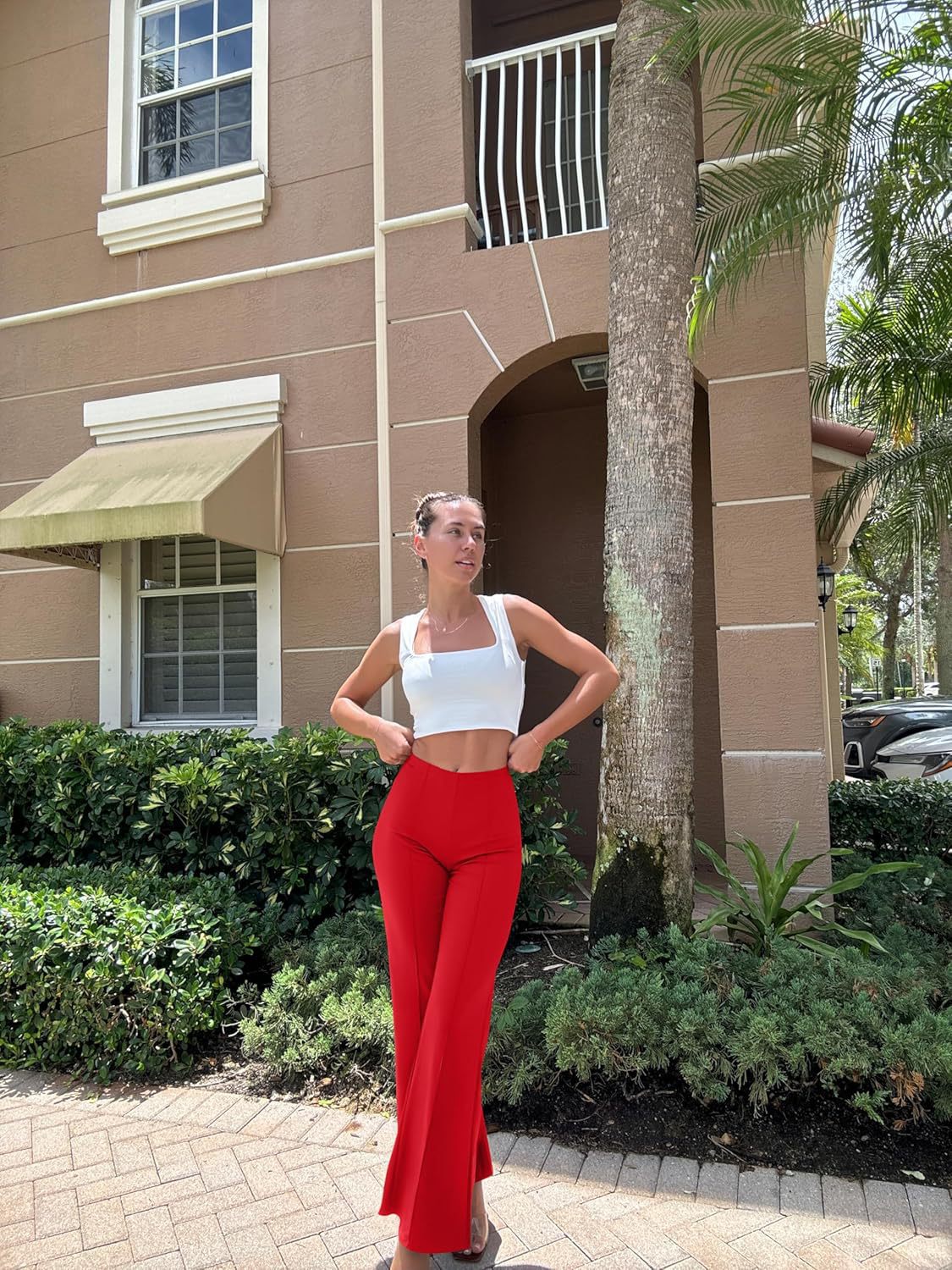 Dame elegant høj talje bukser med sidelids og figursyet pasform Stilla