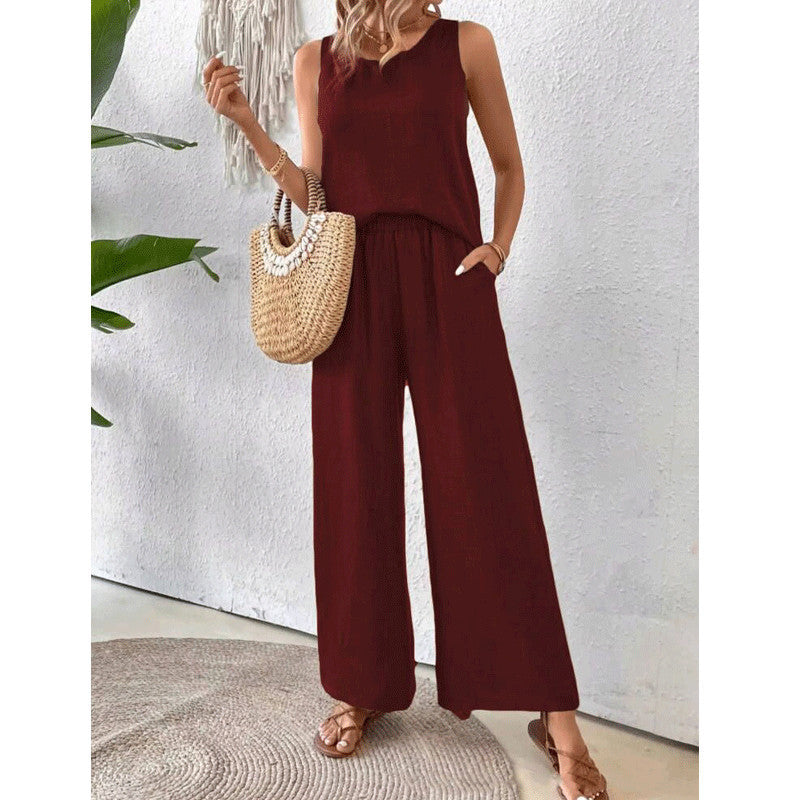 Dame rummelig jumpsuit med elastisk talje og ærmeløs design Stilla