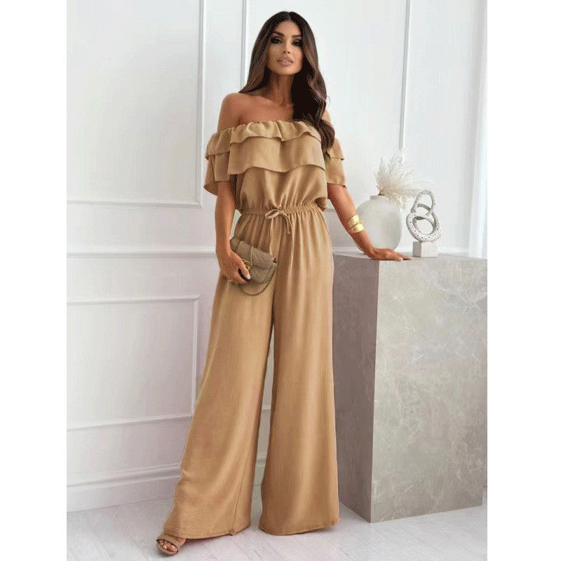 Dame elegant jumpsuit med off-shoulder udskæring og flydende snit Stilla