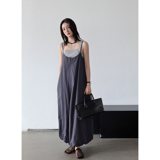 Dame afslappet maxikjole med elastisk sømme og justerbare stropper Stilla