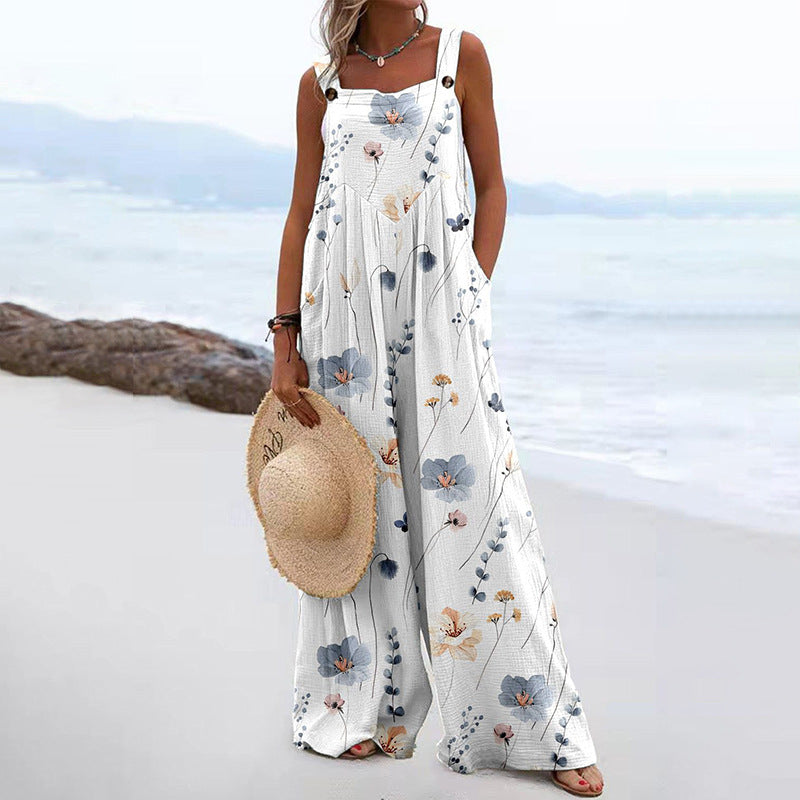 Dame Løs Jumpsuit med floraltryk og bredt ben Stilla