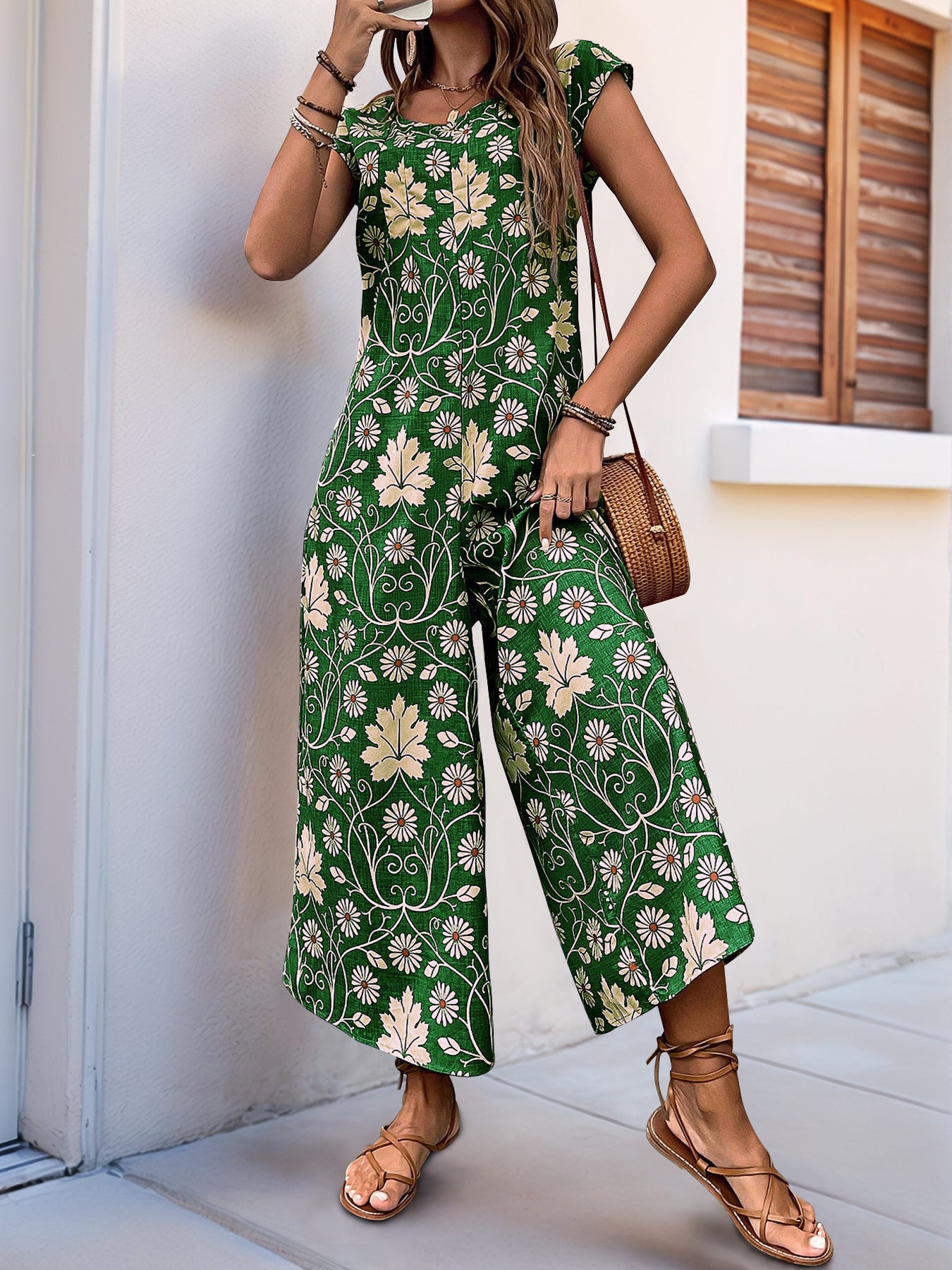 Dame jumpsuit med florale mønstre og bred pasform Stilla