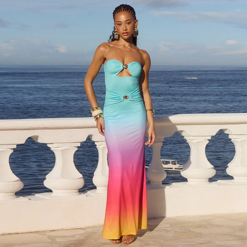 Dame Cut-Out Maxikjole med raffinerede draperinger Stilla