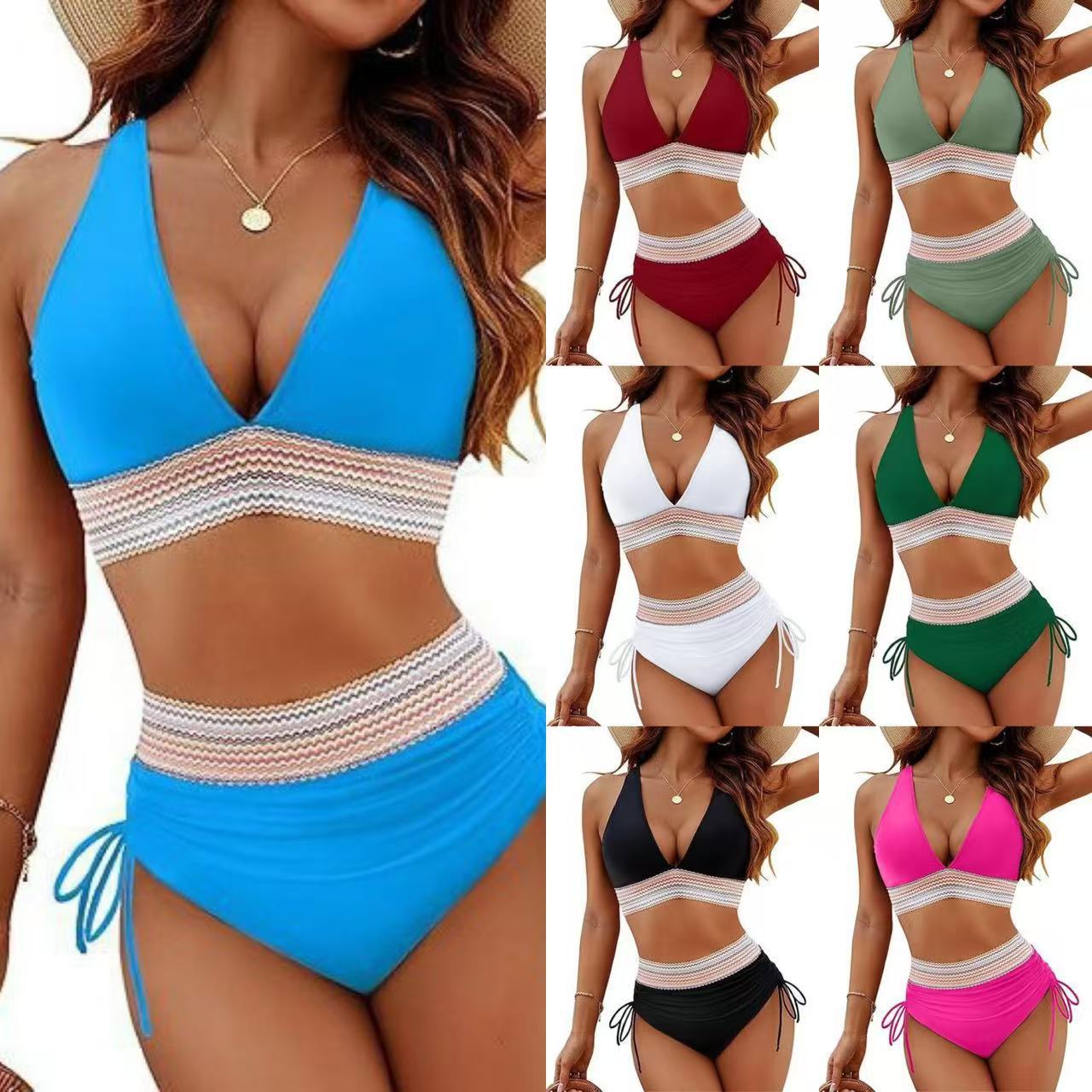 Dame Højtaljet Bikini med lækkert Cut-Out og justerbare stropper Stilla