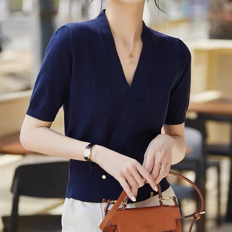 Dame elegant bindetop med høje talje accenter og fine ribstrukturer Stilla