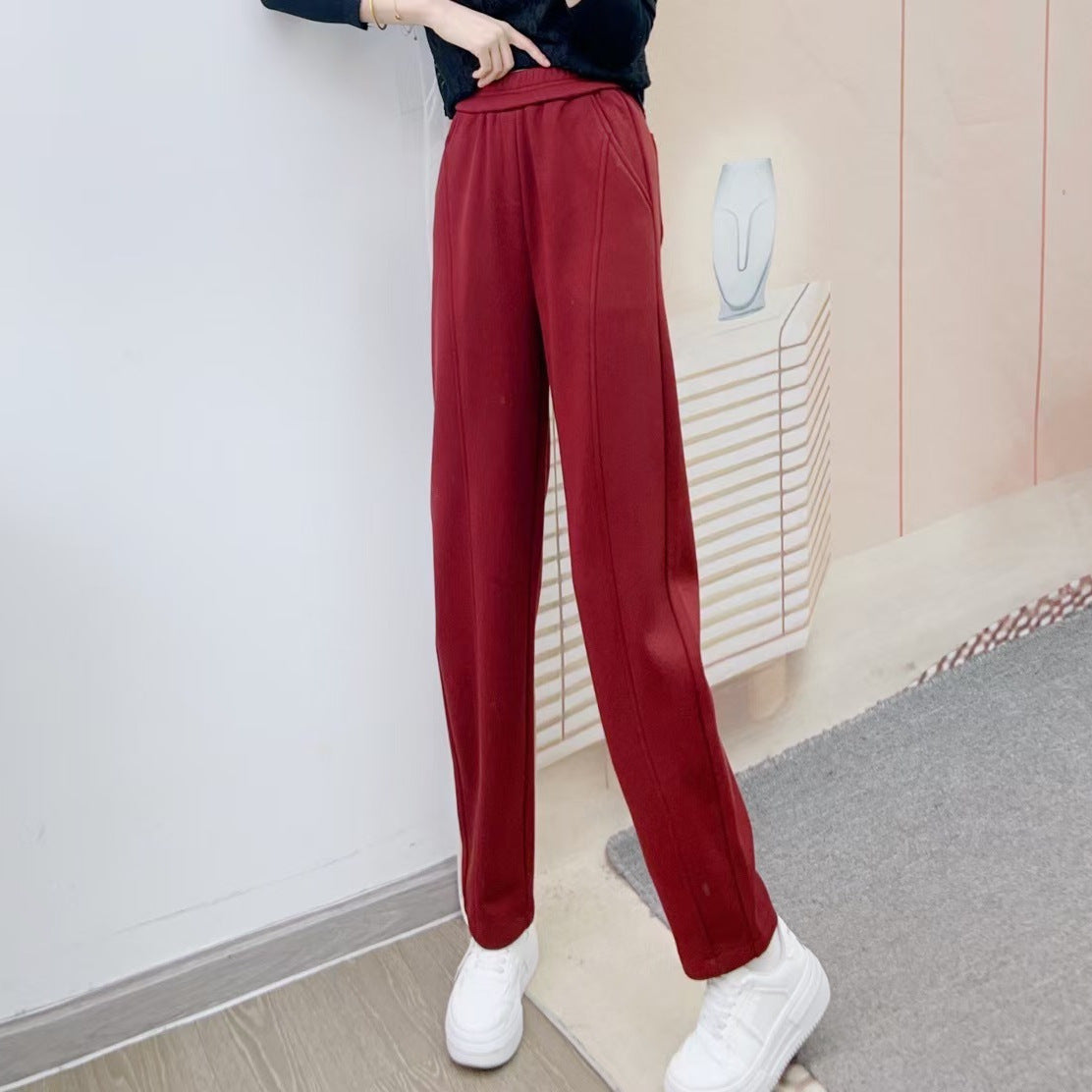 Dame elegant høj talje-bukser med høj kvalitet tekstur og afslappet snit Stilla