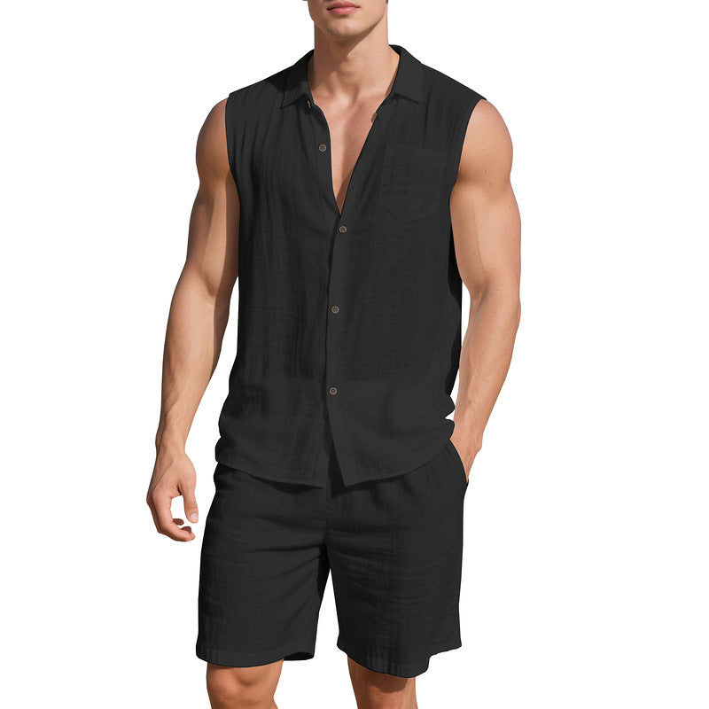 Herre ærmeløs top med elastiske shorts Stilla