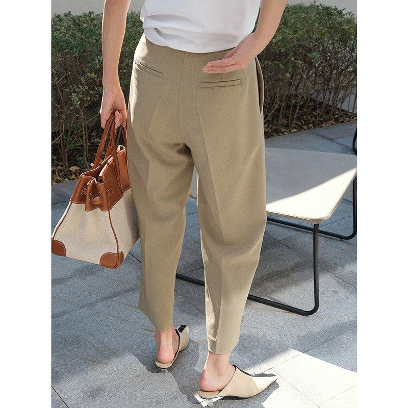 Dame elegant høj talje bukser med struktureret stof og moderne detaljer Stilla