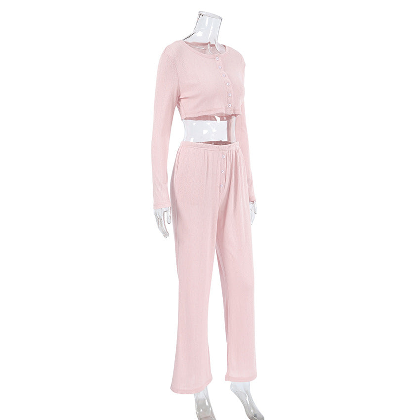 Dame Cropped Pullover og brede Bukser Sæt Stilla