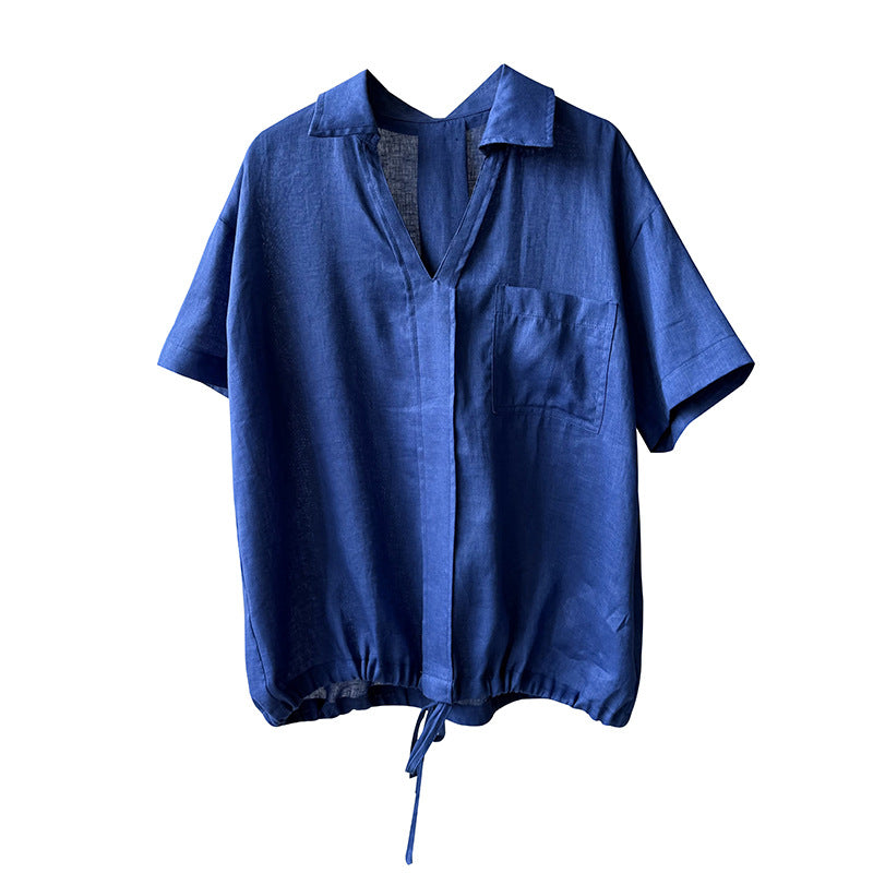 Dame afslappet bluse med justerbar søm og brystlomme Stilla