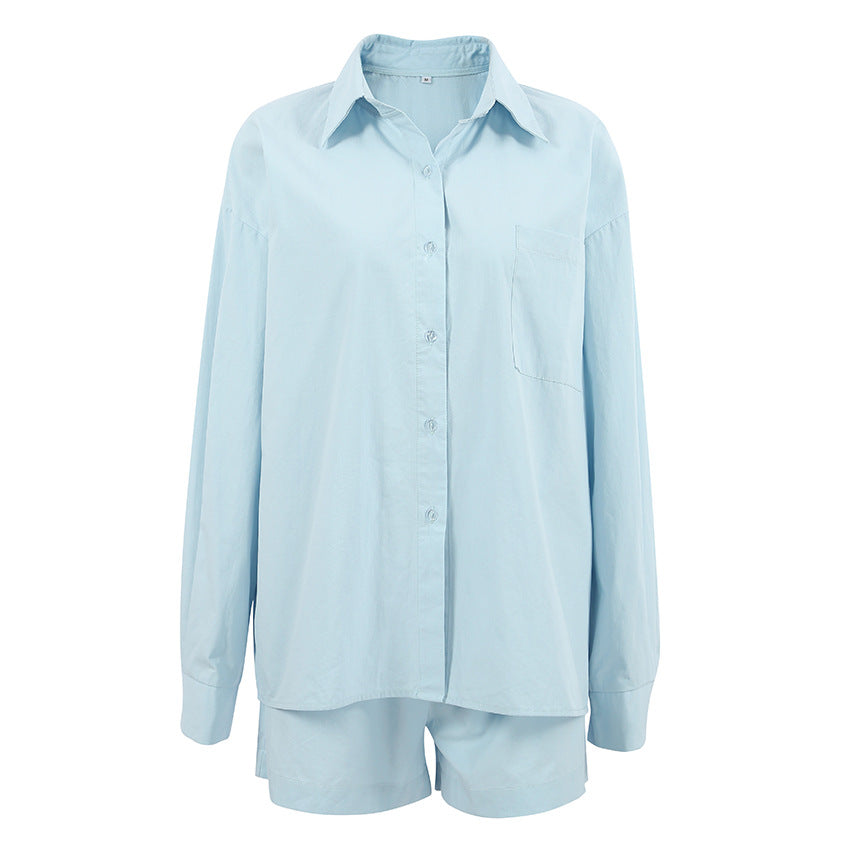 Dame afslappet linned skjorte og shorts sæt med løs pasform Stilla