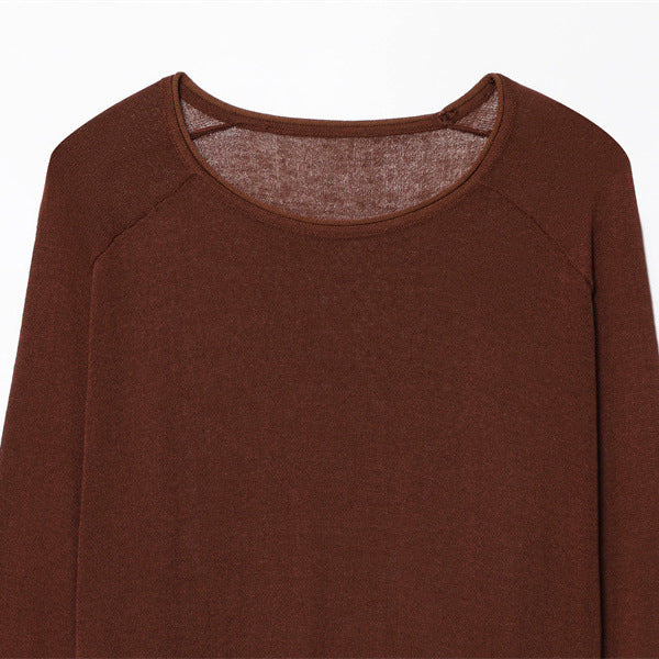 Dame afslappet langærmet skjorte med rund halsudskæring og fin tekstur Stilla