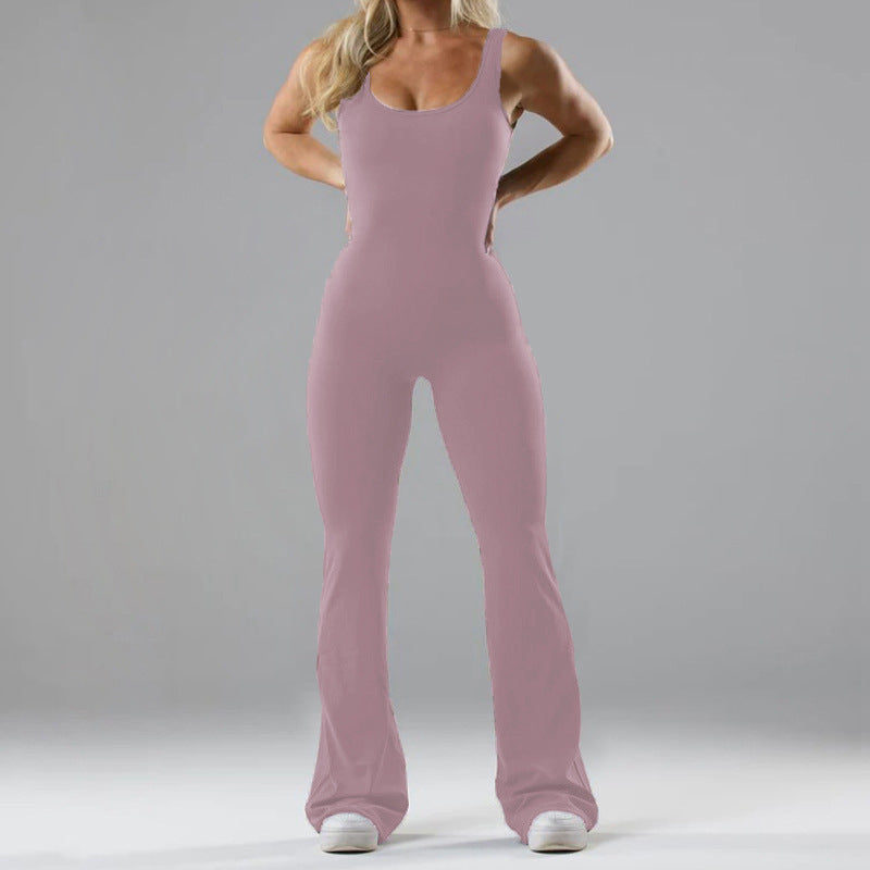 Dame figurtilpasset jumpsuit med vidde ben og moderne stropper Stilla