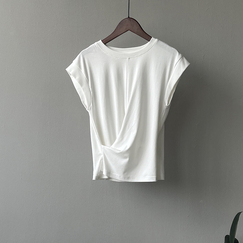 Dame afslappet kortærmet top med twist-detalje Stilla